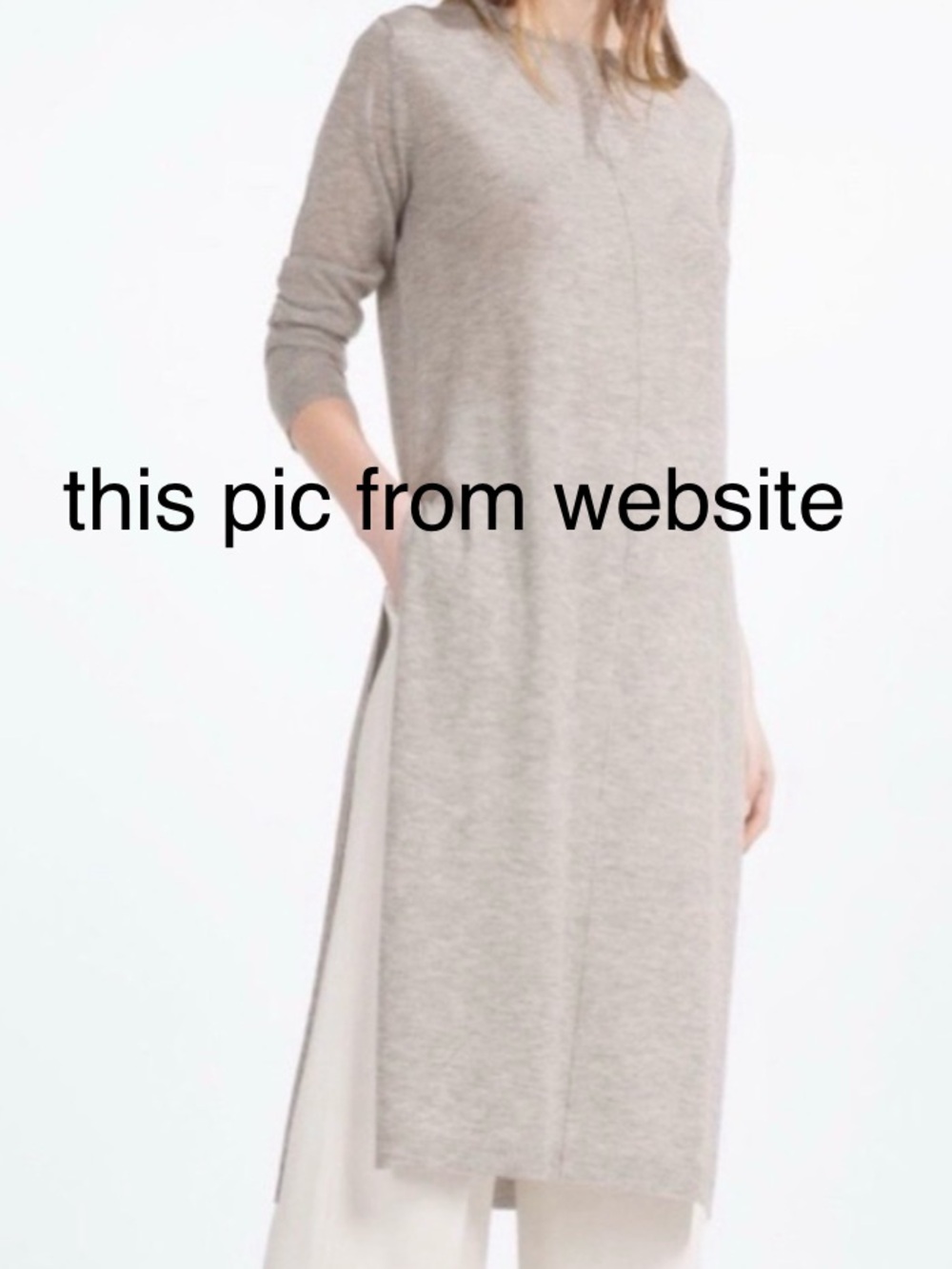 Zara Gray Long Sleeve Tunic Top high side slits Medium